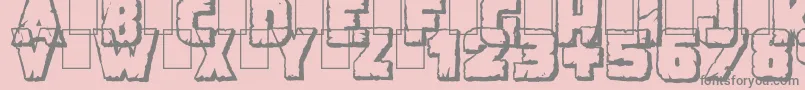 DemolitionCrackShadow-fontti – harmaat kirjasimet vaaleanpunaisella taustalla