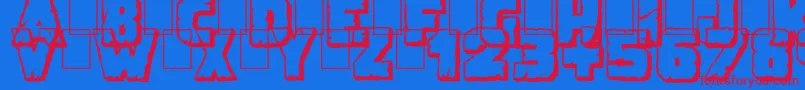 fuente DemolitionCrackShadow – Fuentes Rojas Sobre Fondo Azul
