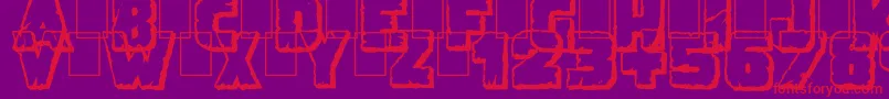 Fonte DemolitionCrackShadow – fontes vermelhas em um fundo violeta