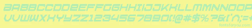 U.S.S.DallasCondensedItalic-Schriftart – Grüne Schriften auf gelbem Hintergrund