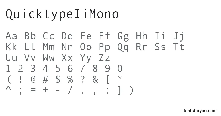 A fonte QuicktypeIiMono – alfabeto, números, caracteres especiais