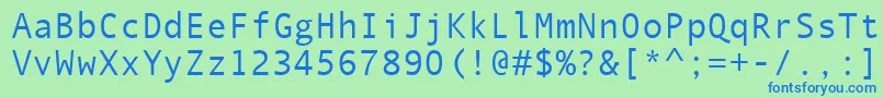 Lisätietoja QuicktypeIiMono-fontista QuicktypeIiMono-fontti – siniset fontit vihreällä taustalla