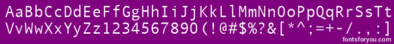 Saiba mais sobre a fonte QuicktypeIiMono Fonte QuicktypeIiMono – fontes brancas em um fundo violeta