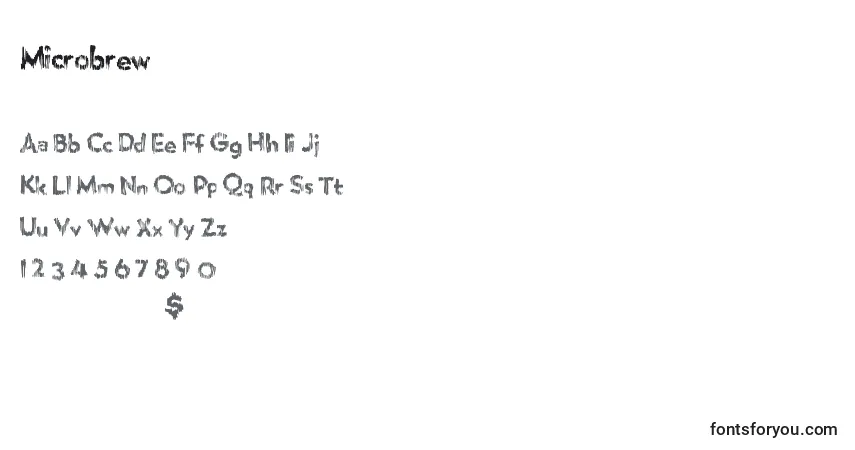 Czcionka Microbrew – alfabet, cyfry, specjalne znaki