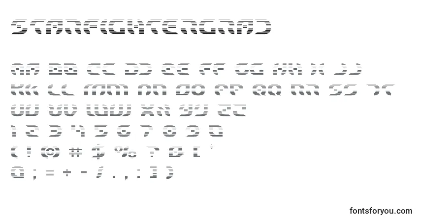 Czcionka Starfightergrad – alfabet, cyfry, specjalne znaki
