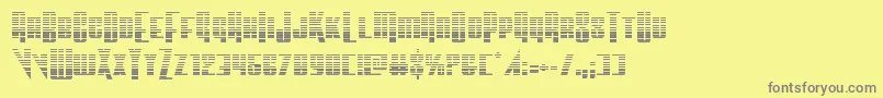 Vindicatorgrad-fontti – harmaat kirjasimet keltaisella taustalla