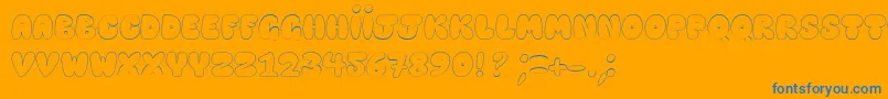 HappyBrownCat-Schriftart – Blaue Schriften auf orangefarbenem Hintergrund