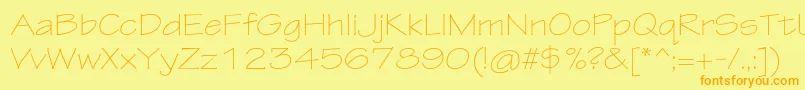 Fonte TektonproLightext – fontes laranjas em um fundo amarelo