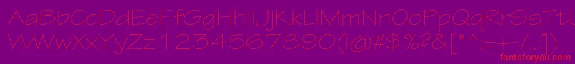 TektonproLightext-Schriftart – Rote Schriften auf violettem Hintergrund