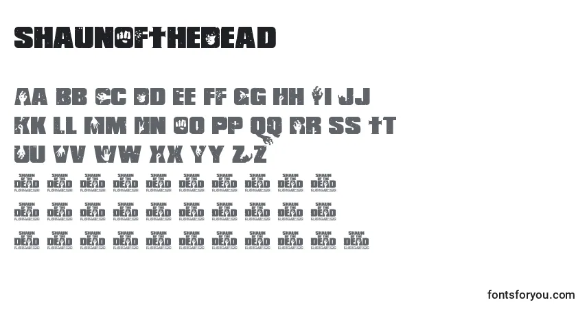 Шрифт ShaunOfTheDead – алфавит, цифры, специальные символы