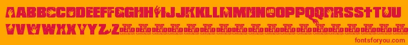 Шрифт ShaunOfTheDead – красные шрифты на оранжевом фоне
