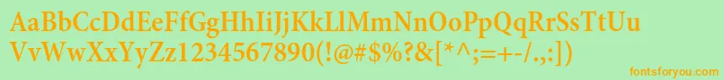 MinionproSemiboldcn Font – Orange Fonts on Green Background