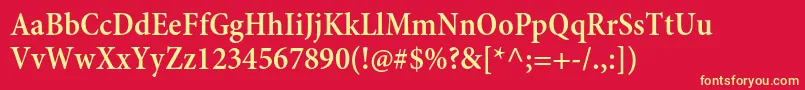 MinionproSemiboldcn-Schriftart – Gelbe Schriften auf rotem Hintergrund