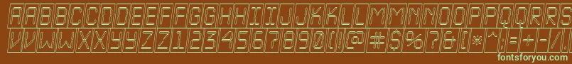 ALcdnovacmotlobl-fontti – vihreät fontit ruskealla taustalla