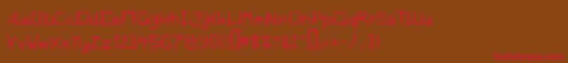 フォントThirtyeight – 赤い文字が茶色の背景にあります。