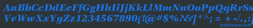 Fonte VeljovicstdBlackitalic – fontes azuis em um fundo preto