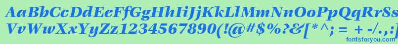 VeljovicstdBlackitalic-fontti – siniset fontit vihreällä taustalla