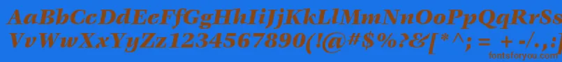 フォントVeljovicstdBlackitalic – 茶色の文字が青い背景にあります。