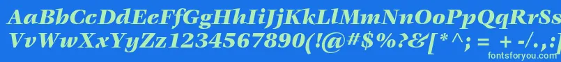 VeljovicstdBlackitalic-fontti – vihreät fontit sinisellä taustalla