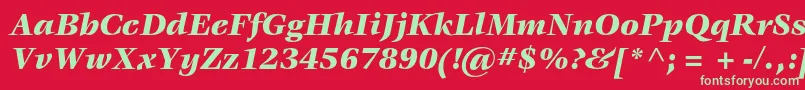 Czcionka VeljovicstdBlackitalic – zielone czcionki na czerwonym tle