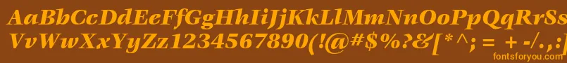 Czcionka VeljovicstdBlackitalic – pomarańczowe czcionki na brązowym tle
