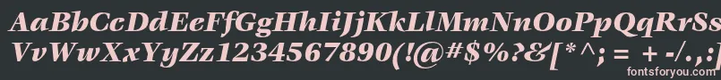 VeljovicstdBlackitalic-fontti – vaaleanpunaiset fontit mustalla taustalla