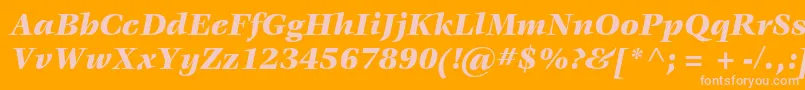 VeljovicstdBlackitalic-fontti – vaaleanpunaiset fontit oranssilla taustalla