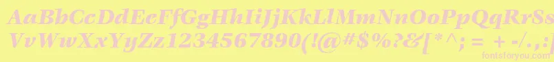Fonte VeljovicstdBlackitalic – fontes rosa em um fundo amarelo