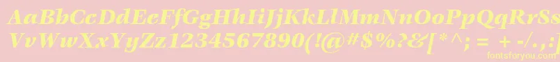 VeljovicstdBlackitalic-fontti – keltaiset fontit vaaleanpunaisella taustalla