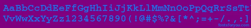 フォントCourierfttBold – 紫色の背景に青い文字