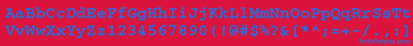 フォントCourierfttBold – 赤い背景に青い文字