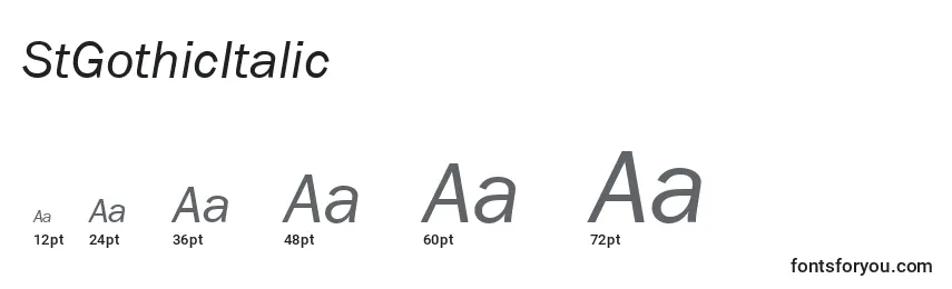 StGothicItalic Font Sizes