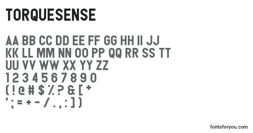 Schriftart TorqueSense – Alphabet, Zahlen, spezielle Symbole