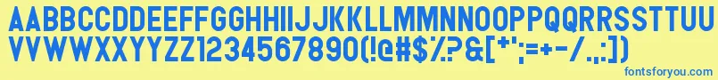 フォントTorqueSense – 青い文字が黄色の背景にあります。