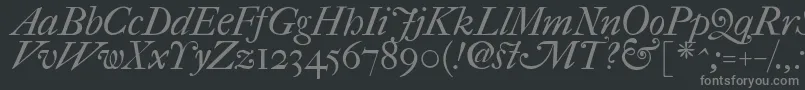 Fefcit2-fontti – harmaat kirjasimet mustalla taustalla