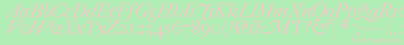 Fefcit2-fontti – vaaleanpunaiset fontit vihreällä taustalla
