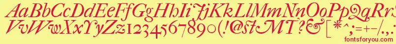 フォントFefcit2 – 赤い文字の黄色い背景