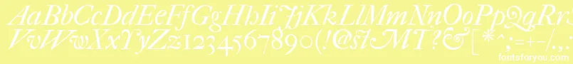 Fefcit2-Schriftart – Weiße Schriften auf gelbem Hintergrund