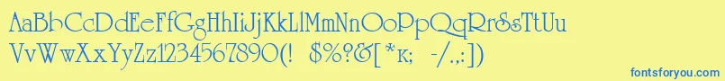 Unicorn Font – Blue Fonts on Yellow Background