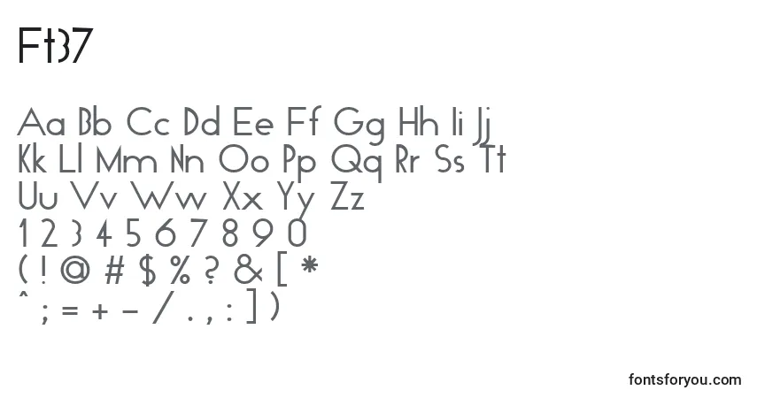 Schriftart Ft37 – Alphabet, Zahlen, spezielle Symbole