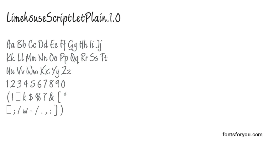 Schriftart LimehouseScriptLetPlain.1.0 – Alphabet, Zahlen, spezielle Symbole