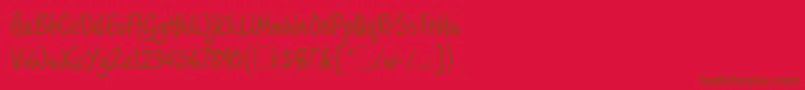 LimehouseScriptLetPlain.1.0-Schriftart – Braune Schriften auf rotem Hintergrund