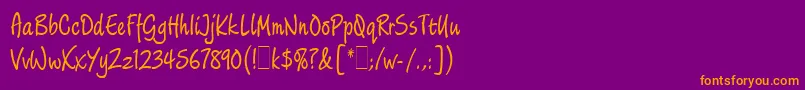 LimehouseScriptLetPlain.1.0 Font – Orange Fonts on Purple Background