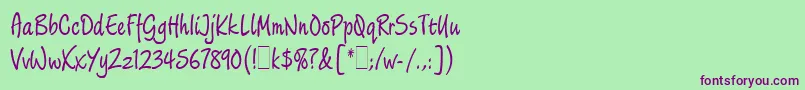 Шрифт LimehouseScriptLetPlain.1.0 – фиолетовые шрифты на зелёном фоне