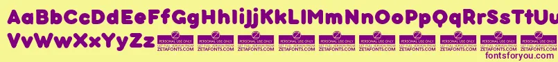 BubbleboddyneueExtraboldTrial Font – Purple Fonts on Yellow Background