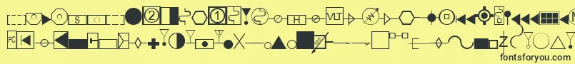 Fonte EsriAmfmElectric – fontes pretas em um fundo amarelo