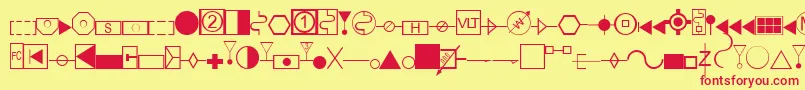 fuente EsriAmfmElectric – Fuentes Rojas Sobre Fondo Amarillo