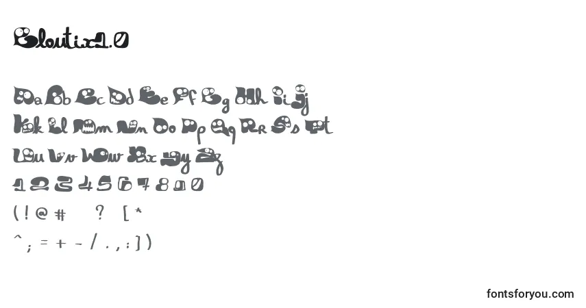 Czcionka Gloutix1.0 – alfabet, cyfry, specjalne znaki