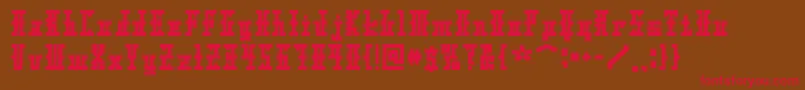 フォントXolto – 赤い文字が茶色の背景にあります。