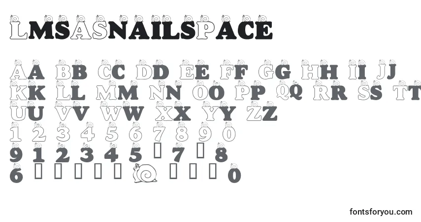 Schriftart LmsASnailsPace – Alphabet, Zahlen, spezielle Symbole